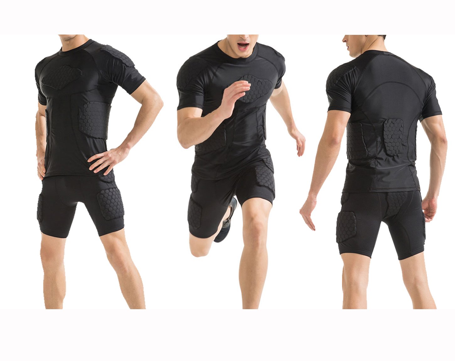 DGYAO Men's Padded Compression Shirt | Rugby Chest & Rib Protector