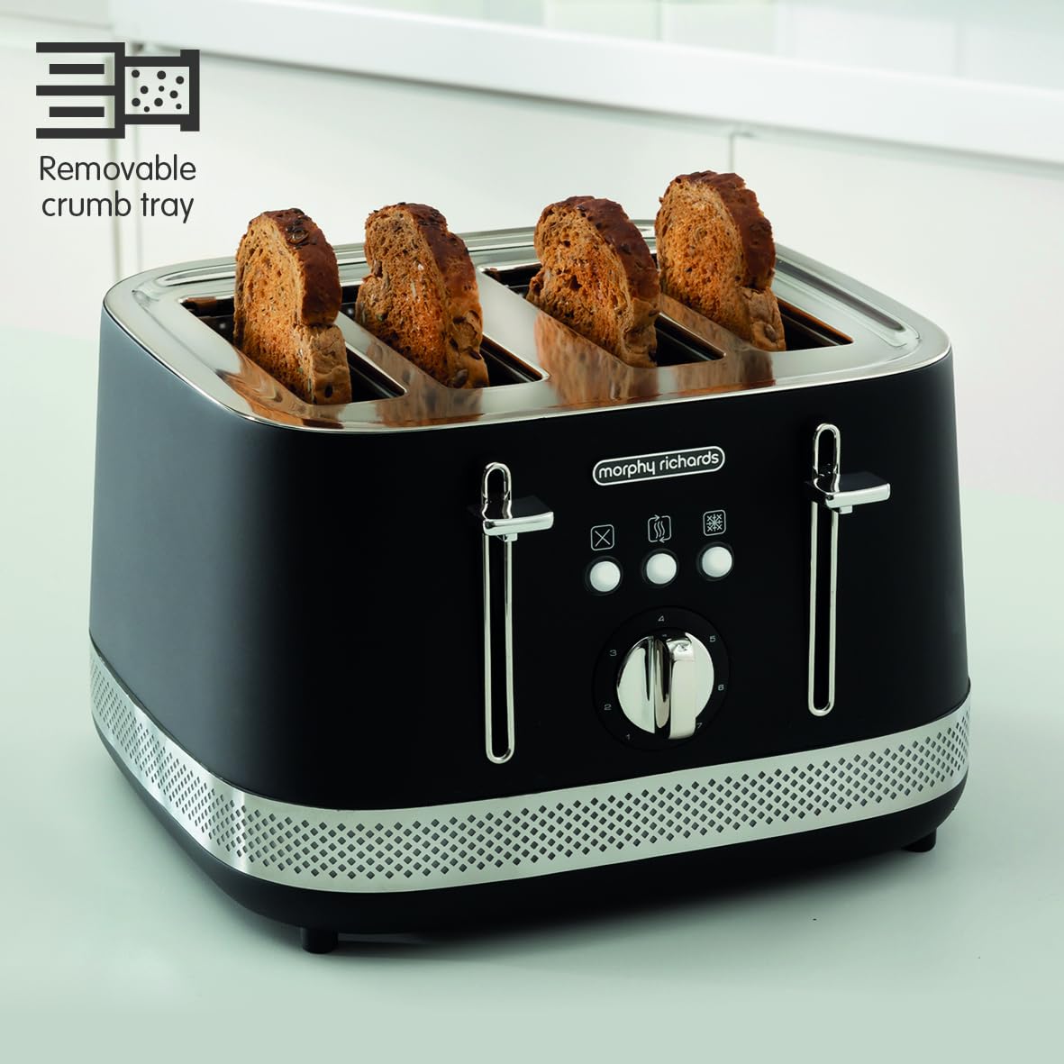 Morphy Richards Illumination 4 Slice Toaster | Black, 7 Settings
