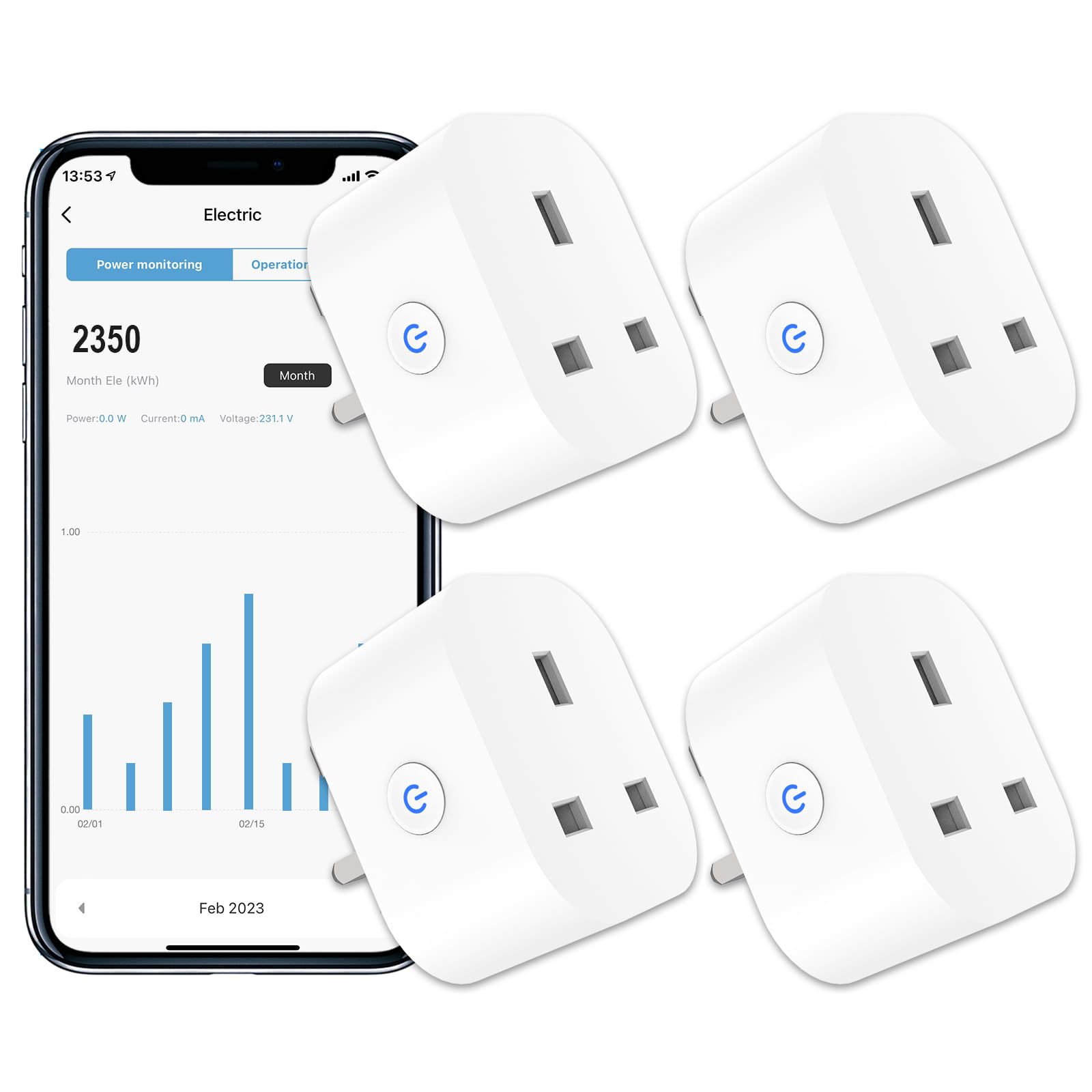 ANTELA Smart Plug with Energy Monitoring, WiFi Alexa Control - 4 Pack