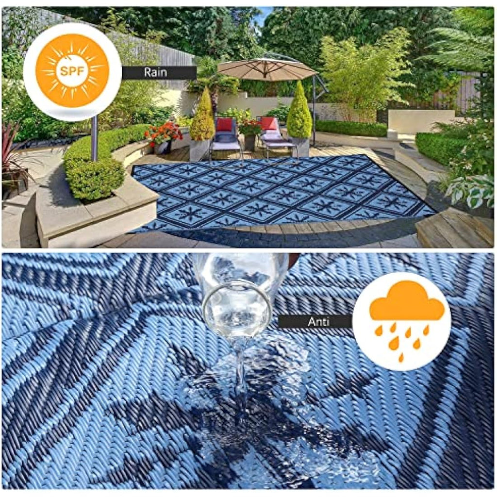 Enipate Outdoor Rug: 4x6ft Reversible Weatherproof Plastic Patio Mat