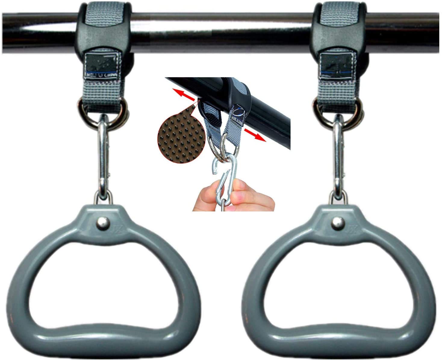 Kids Gymnastics Bar with Flying Rings - Adjustable Pink Gym Bar