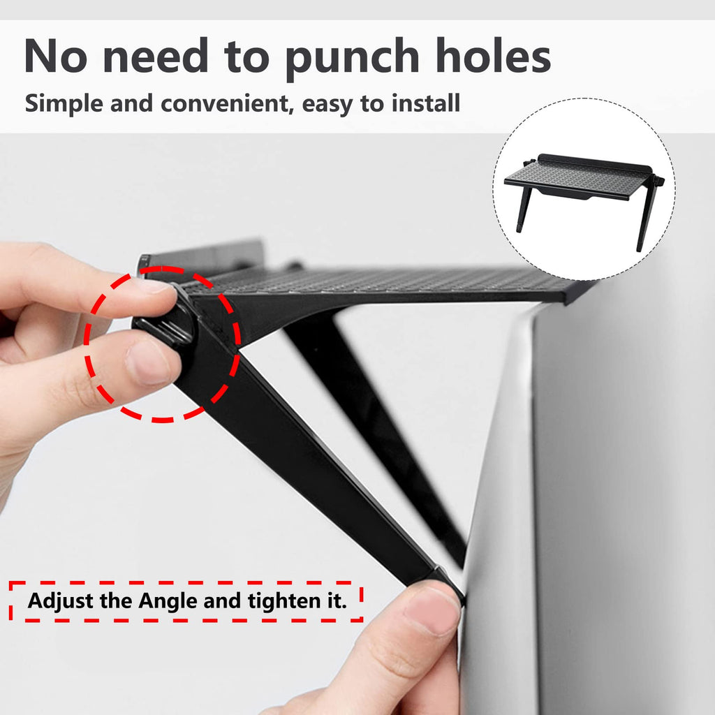 JJQHYC 2 TV Top Shelf Monitor Shelf Screen Top Shelf Adjustable Computer Top Shelf Black Monitore Stand for Streaming Devices, Router, Media Boxes - image 3