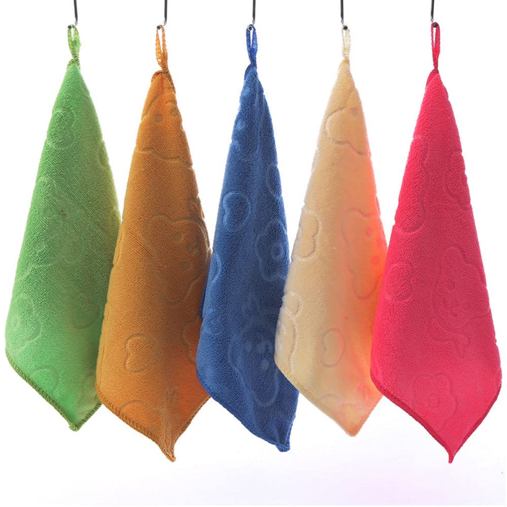 5 Piece Hand Dry Towel Five Colors Small Hand Towels Hanging Loop 25x25cm - image 1