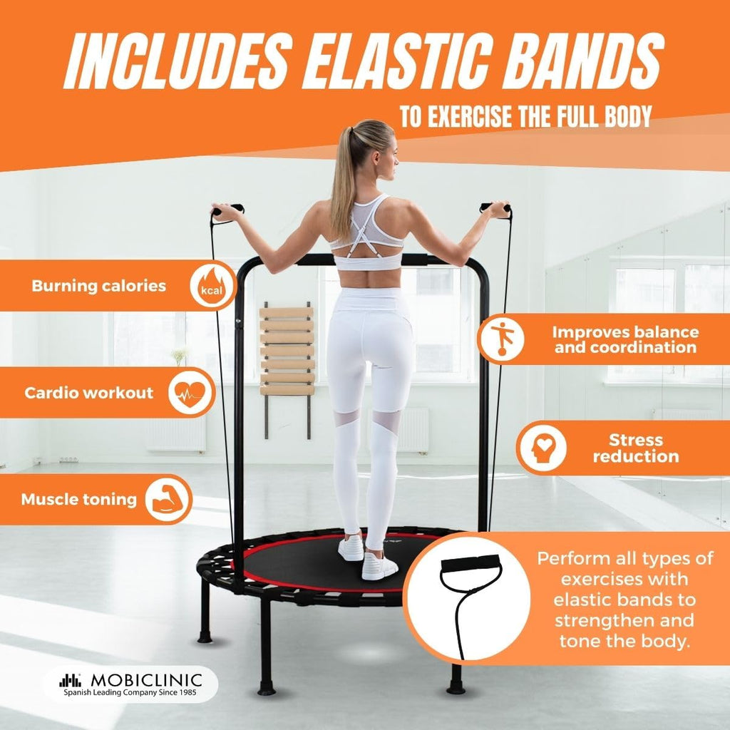 Mobiclinic 40 Inch Foldable Fitness Trampoline with Adjustable Handle
