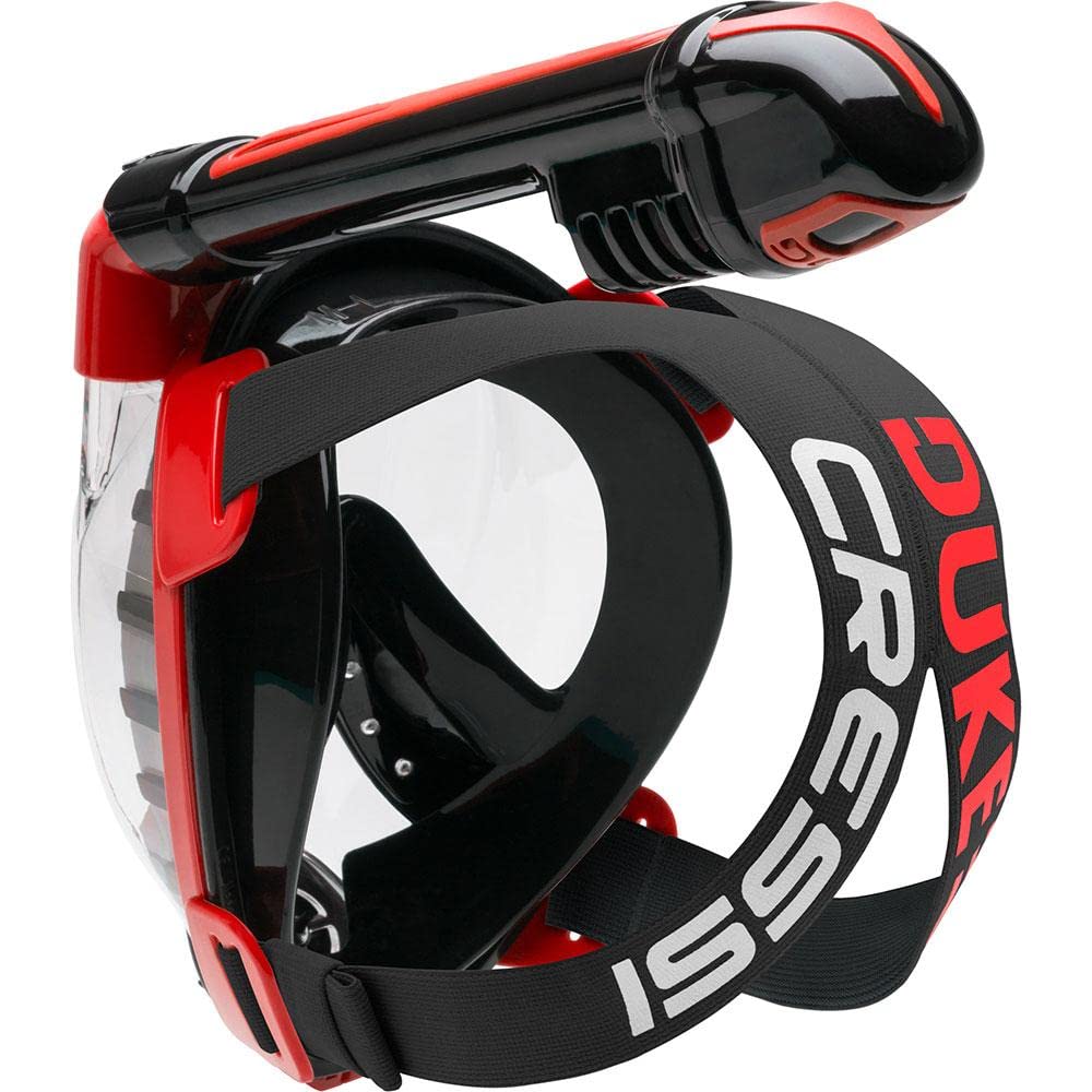 Cressi Duke Full Face Snorkel Mask – Anti-Fog Dry Mask, Black / Red