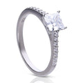 Gecko Jewellery Princess Cut Zirconia Ring with Pave Shoulders