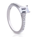 Gecko Jewellery Sterling Silver Emerald Cut Ring with Pave Shoulders