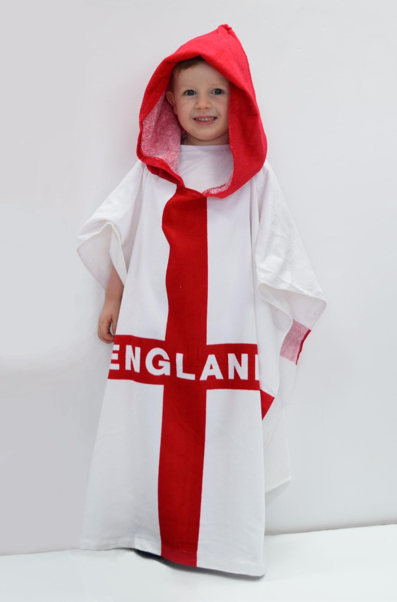 Rapport Home England St George Cross Cotton Hooded Beach Poncho