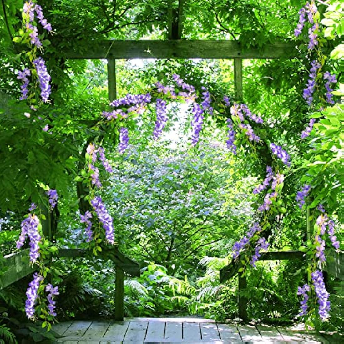 MOTONG Artificial Wisteria Vines – 2 Pcs 7ft Fake Flower Garland (Purple)