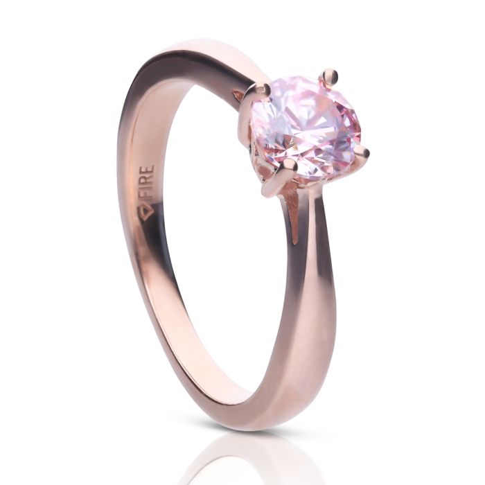 Pink Zirconia Solitaire Ring in Sterling Silver | Gecko Jewellery