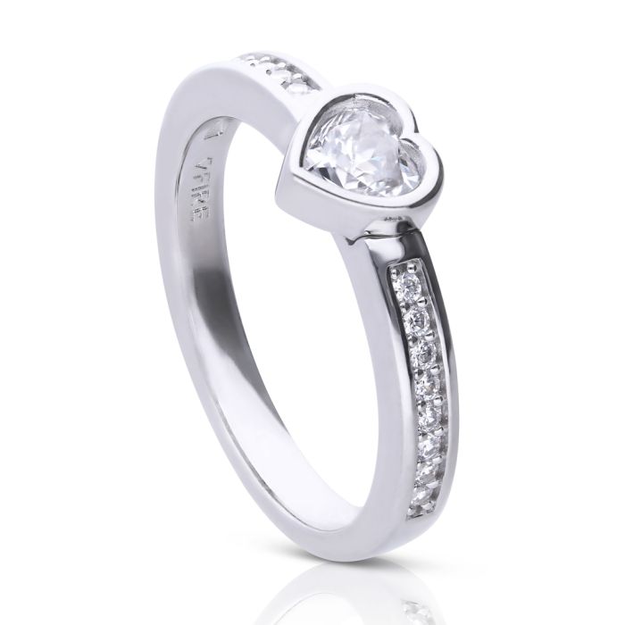 Diamonfire Heart Ring by Gecko Jewellery Retail – Sterling Silver Style