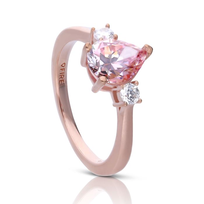 Diamonfire Pink Zirconia Trilogy Ring by Gecko Jewellery Retail
