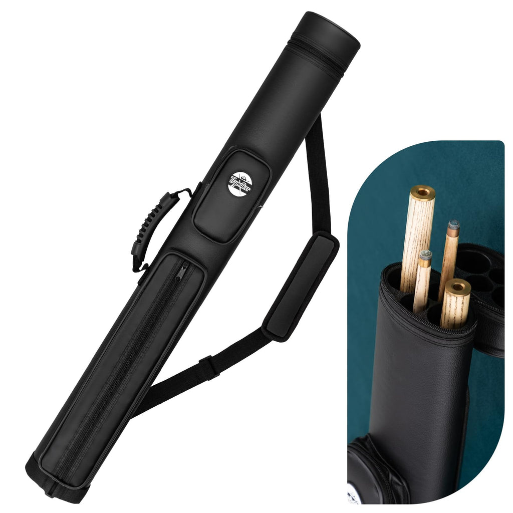 Trymaker Faux Leather Pool Cue Case | 2-Piece Snooker Stick Hard Bag