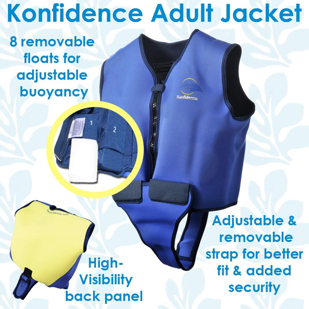 Konfidence Adult Swim Jacket | Neoprene Buoyancy Aid - Blue/Yellow