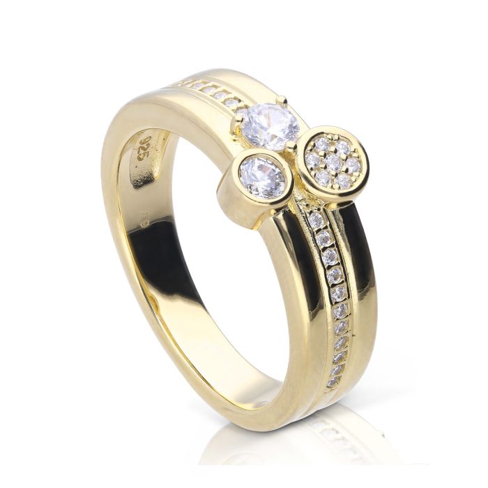 Gecko Jewellery Triple Stacked Band Ring with Diamonfire Zirconia