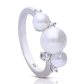 Gecko Jewellery Triple Shell Pearl & Zirconia Sterling Silver Ring