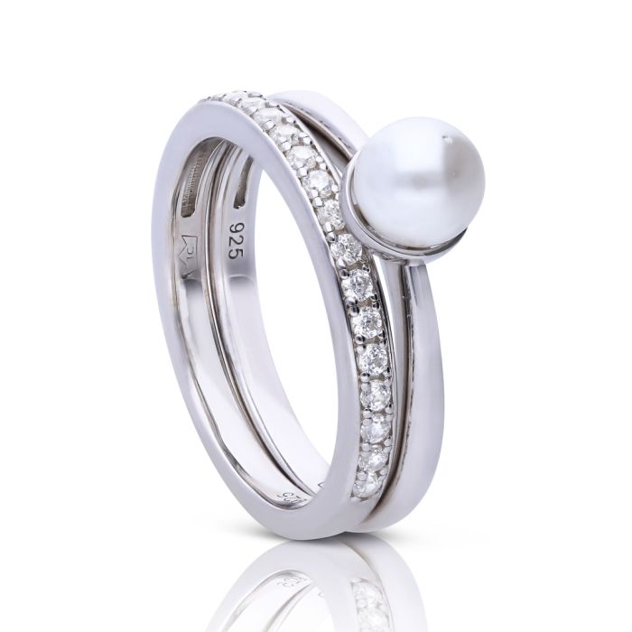 Diamonfire Shell Pearl and Zirconia Ring – Gecko Jewellery Retail