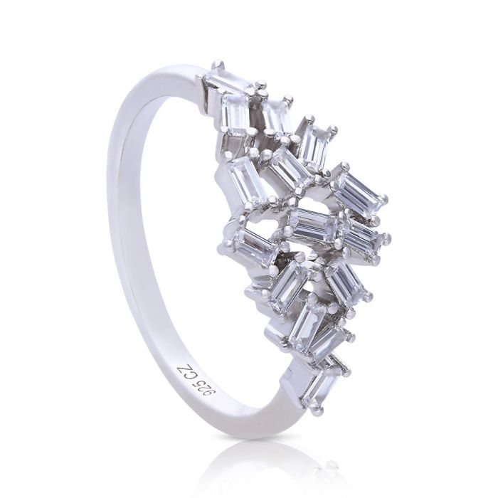 Gecko Jewellery Multi Baguette Scatter Ring with Diamonfire Zirconia