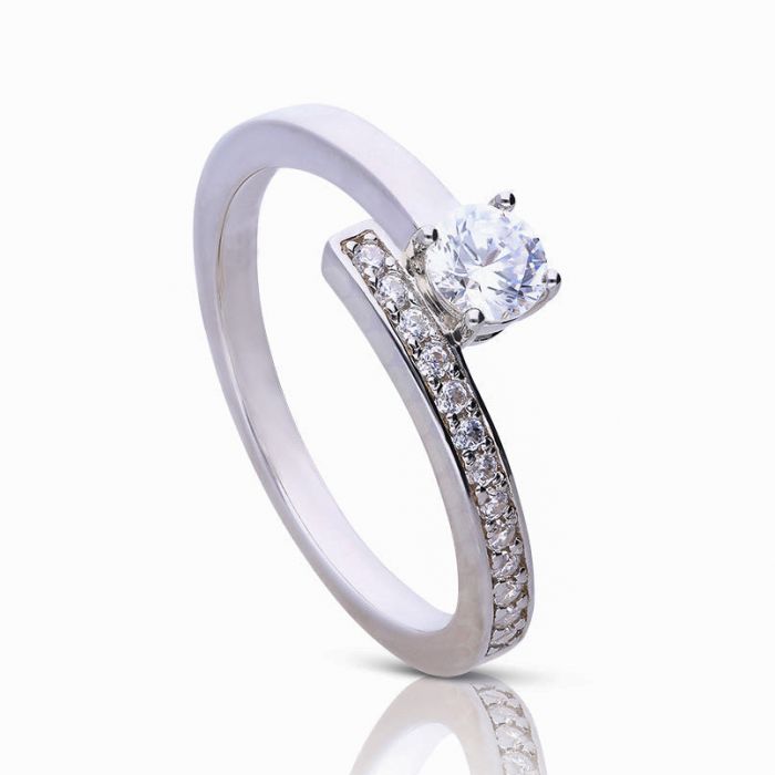Diamonfire Half Pave Ring with Claw Set Zirconia – Gecko Jewellery