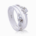 Gecko Jewellery Triple Layered Sterling Silver Diamonfire Zirconia Ring