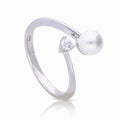 Diamonfire Shell Pearl and Zirconia Wrap Ring by Gecko Jewellery
