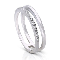 Diamonfire Double Ring by Gecko Jewellery - Elegant Silver Band