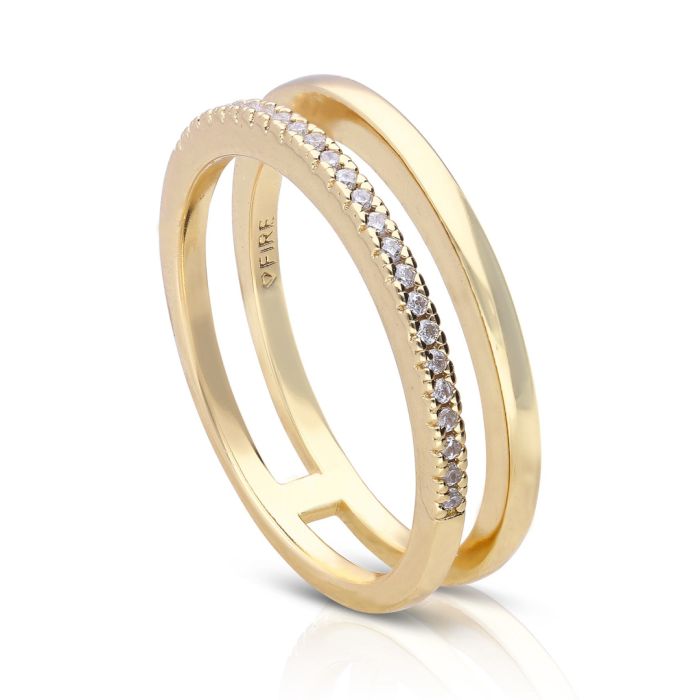 Diamonfire Double Ring by Gecko Jewellery - Elegant Silver Band