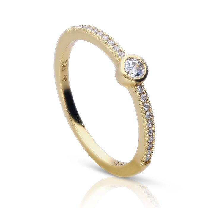 Diamonfire Zirconia Ring with Pave Shoulders by Gecko Jewellery