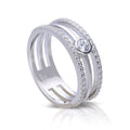 Gecko Triple Layer Sterling Silver Ring with Diamonfire Zirconia