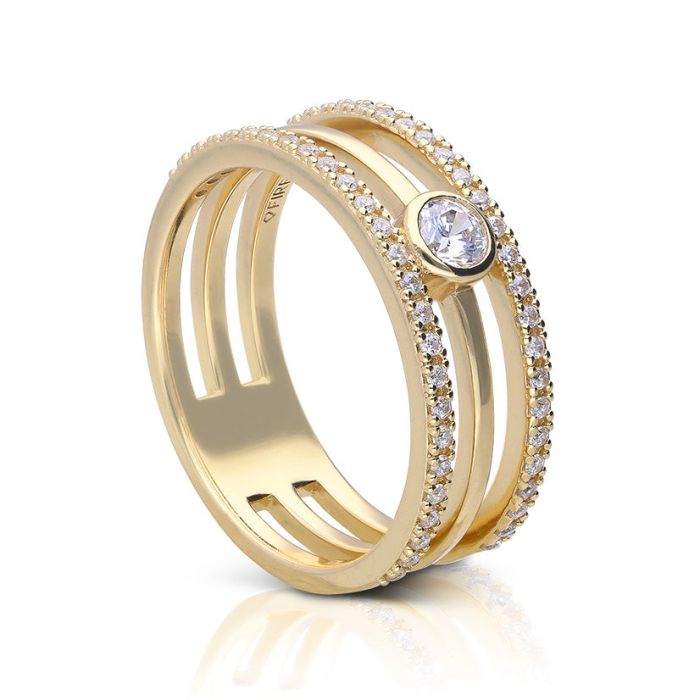 Gecko Triple Layer Sterling Silver Ring with Diamonfire Zirconia