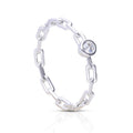 Gecko Jewellery Sterling Silver Chain Ring with 0.1ct Zirconia Solitaire