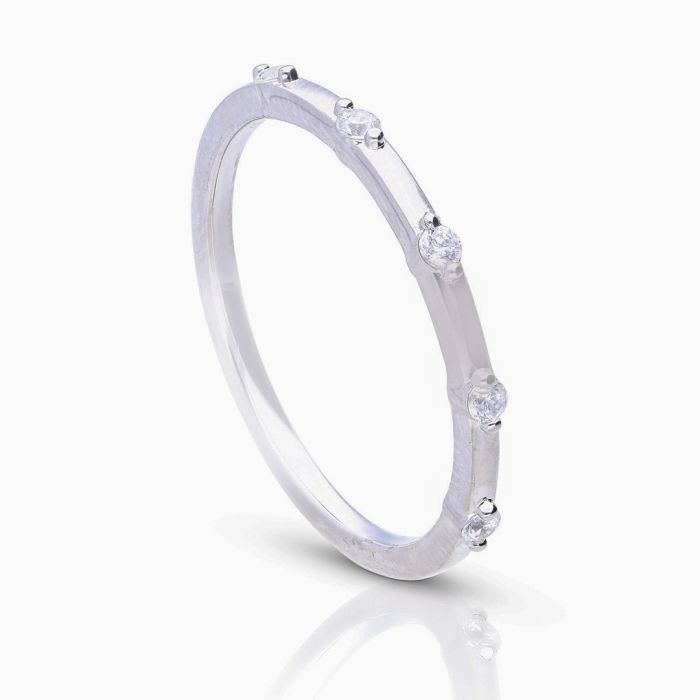 Diamonfire Studded Zirconia Ring by Gecko Jewellery – Elegant Silver