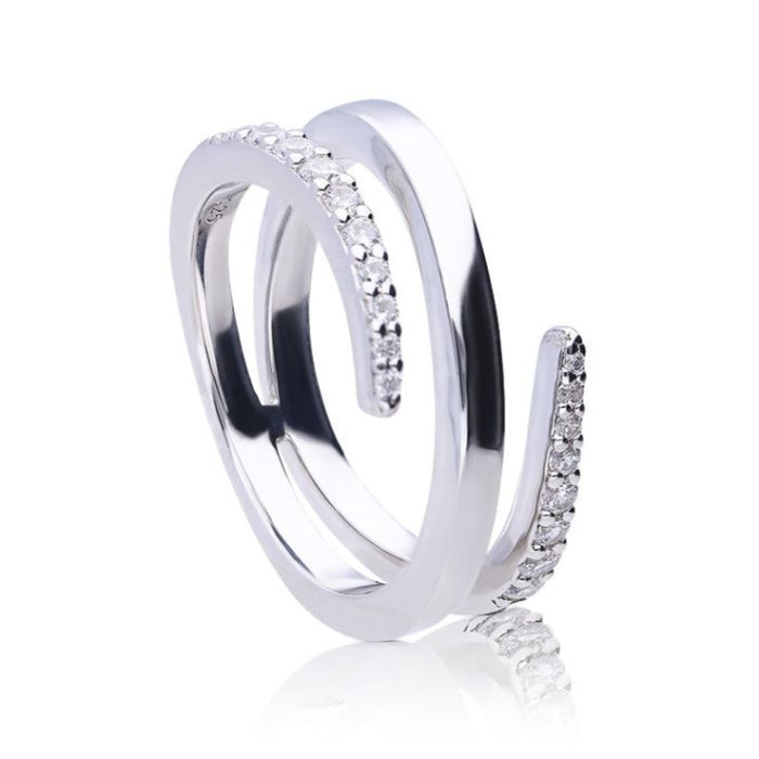 Gecko Jewellery Sterling Silver Wrap Around Ring with Zirconia