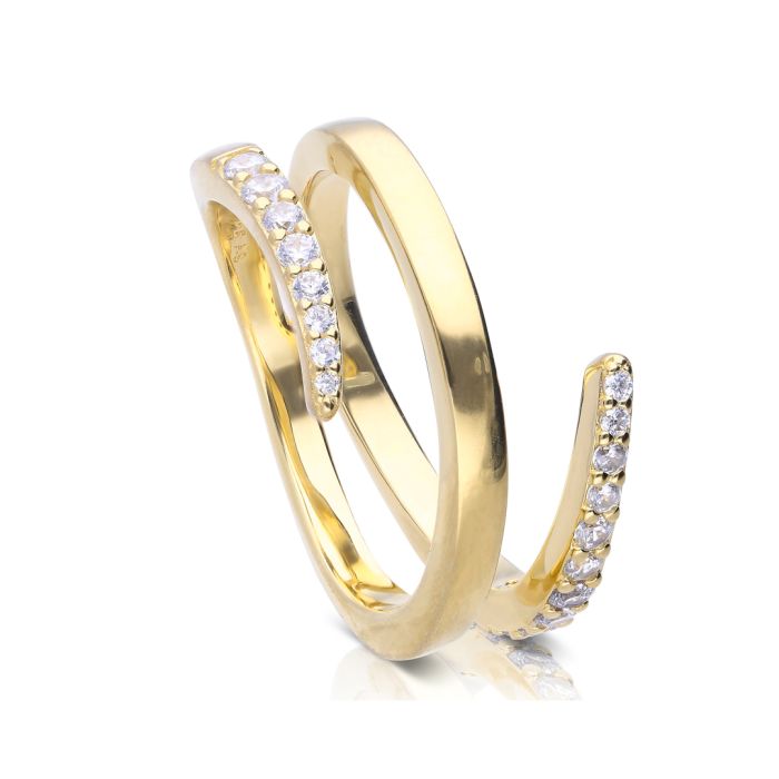 Gecko Jewellery Sterling Silver Wrap Around Ring with Zirconia