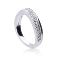 Gecko Jewellery Sterling Silver Pave Double Wave Ring with Zirconia