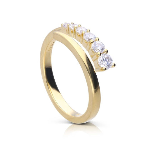 Gecko Jewellery Sterling Silver Yellow Gold Wrap Ring with Zirconia