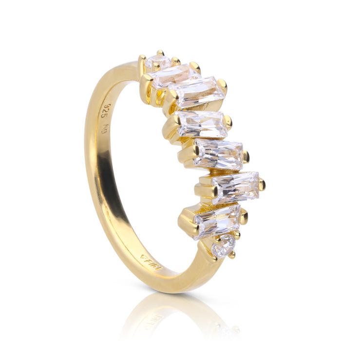 Gecko Jewellery Sterling Silver Multi Baguette Zirconia Stone Ring