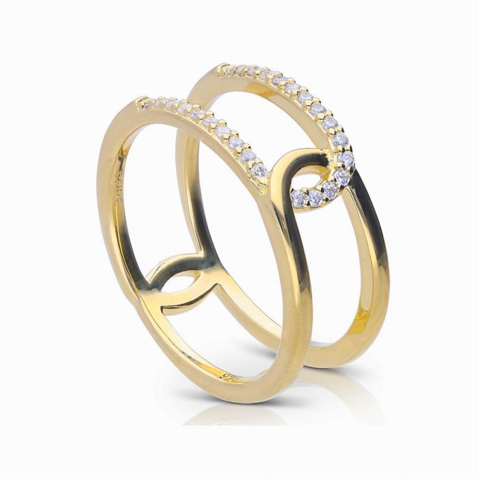 Diamonfire Double Loop Ring by Gecko Jewellery – Sterling Silver Style