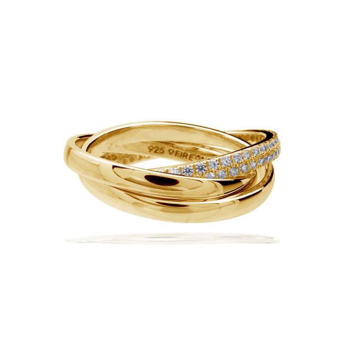 Gecko Jewellery Triple Intertwining Sterling Silver Diamonfire Ring