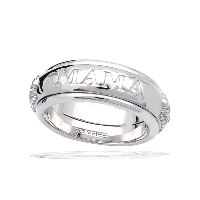 Gecko Jewellery Mama Spinner Ring | Sterling Silver Zirconia Band
