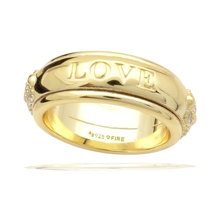 Gecko Jewellery Love Textured Spinner Ring | Sterling Silver Zirconia
