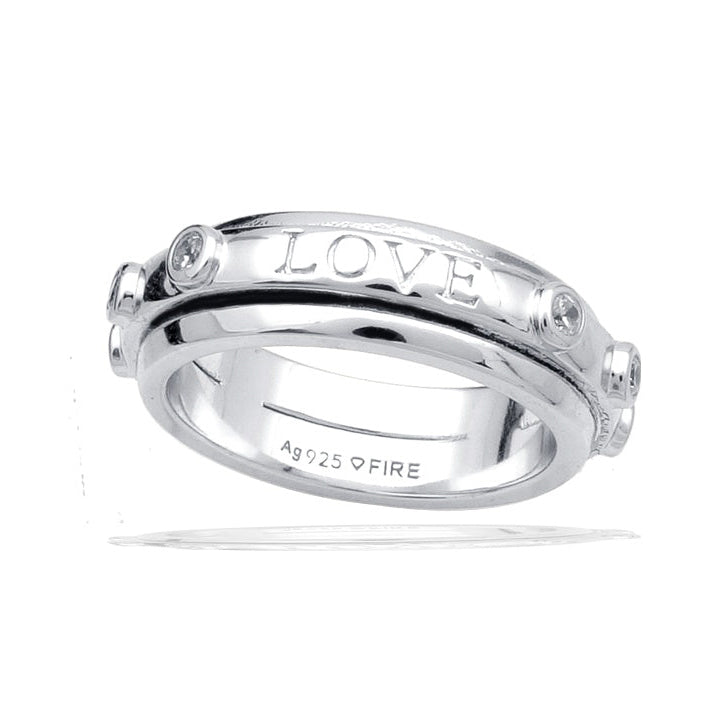 Gecko Jewellery Love Spinner Ring – Sterling Silver with Zirconia
