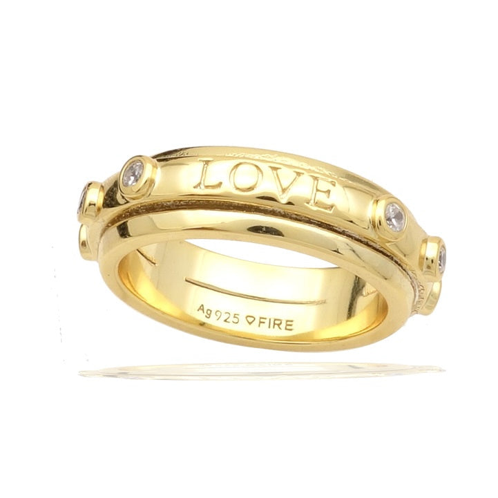 Gecko Jewellery Love Spinner Ring – Sterling Silver with Zirconia