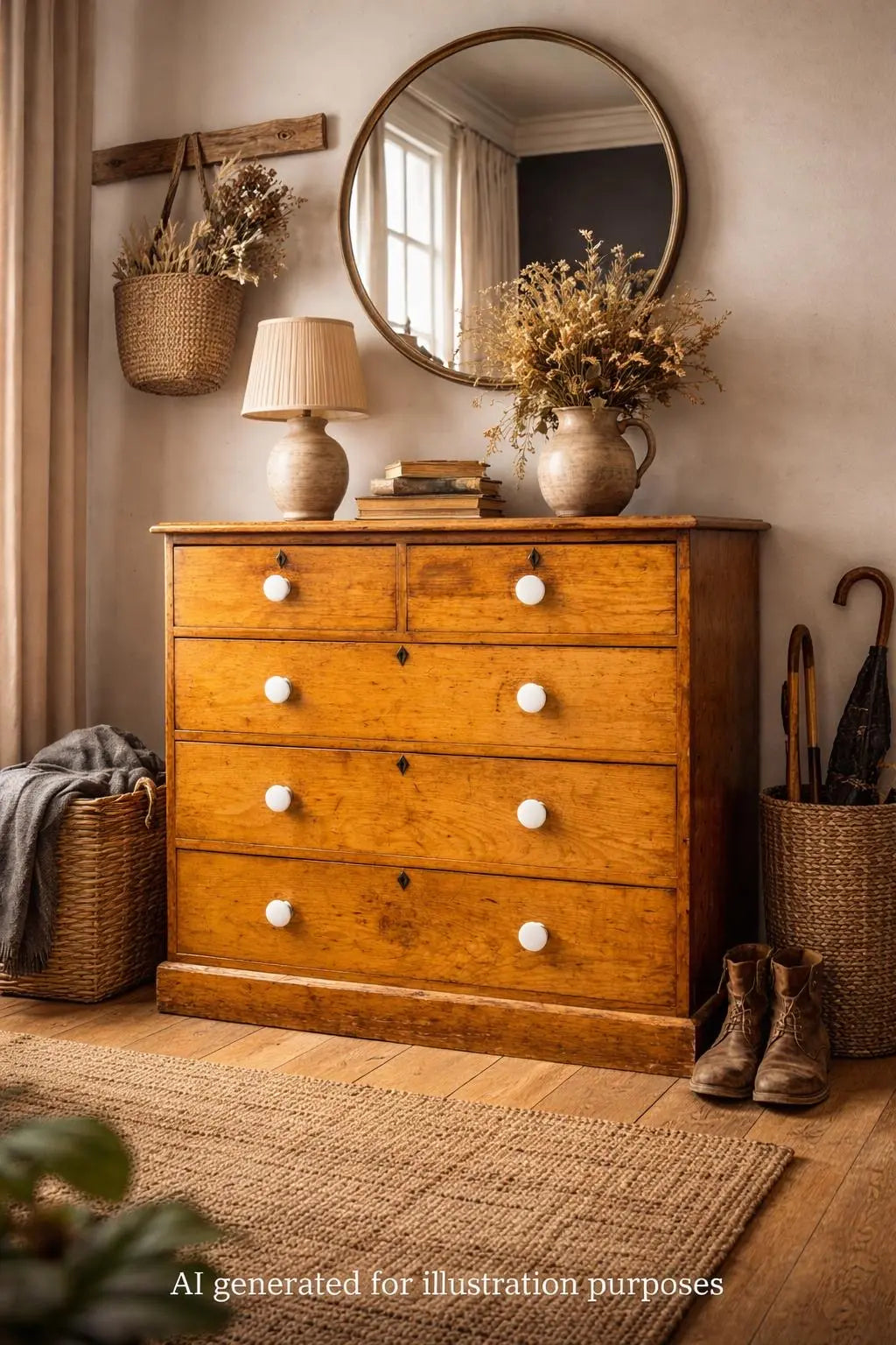 Antique Pine Chest of Drawers Victorian Country House Storage
