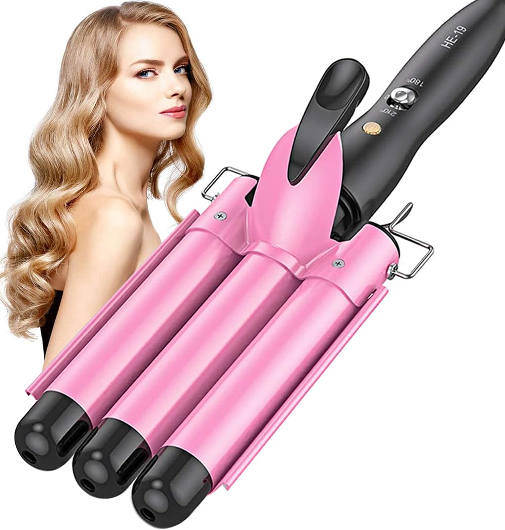 CreBeau 3 Barrel Hair Waver – 25mm Ceramic Curling Iron for Beach Waves
