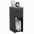 ComfortCove Narrow Bedside Table with Storage Shelf & Handle, Black/Oak - image 1