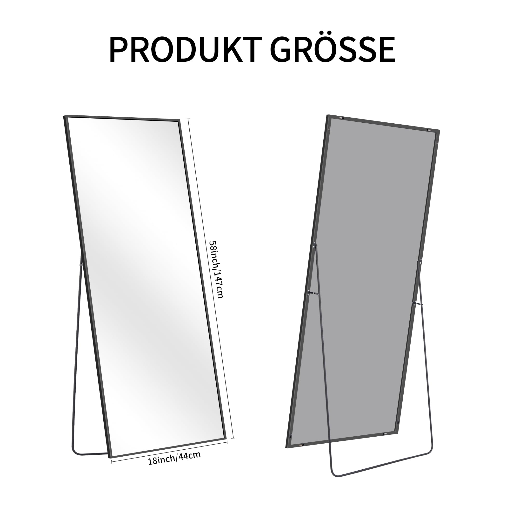 KOCUUY Full Length Mirror | 147x44cm Aluminum Alloy Wall & Floor Mirror