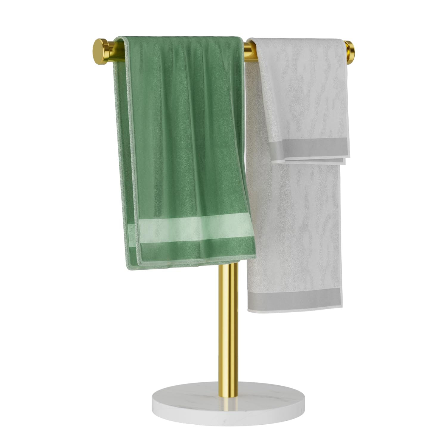 Blemoacha T-Shape Freestanding Towel Rack – Stainless Steel & Marble Base
