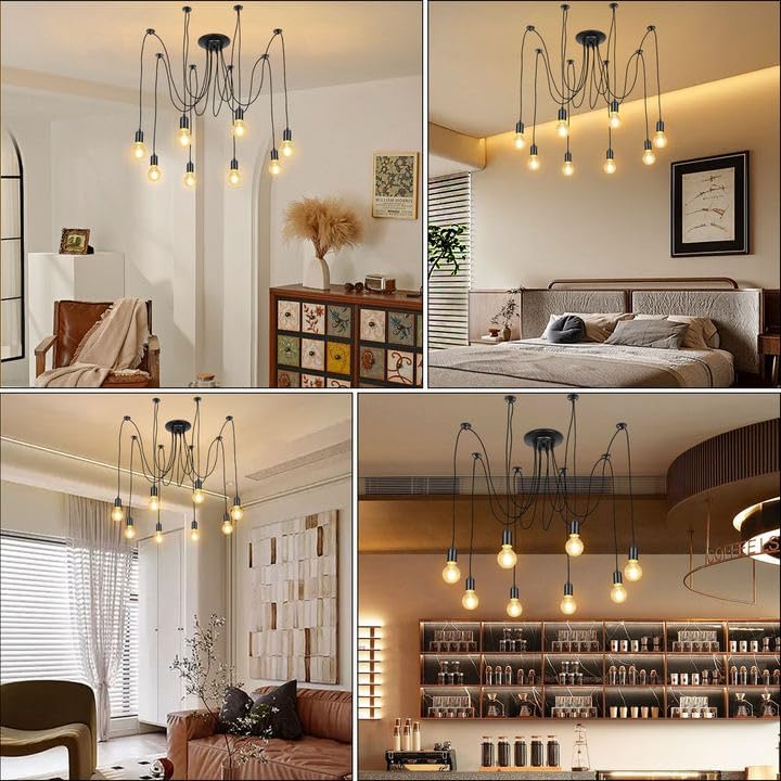 8-Arm Spider Pendant Light – Industrial DIY Metal Chandelier