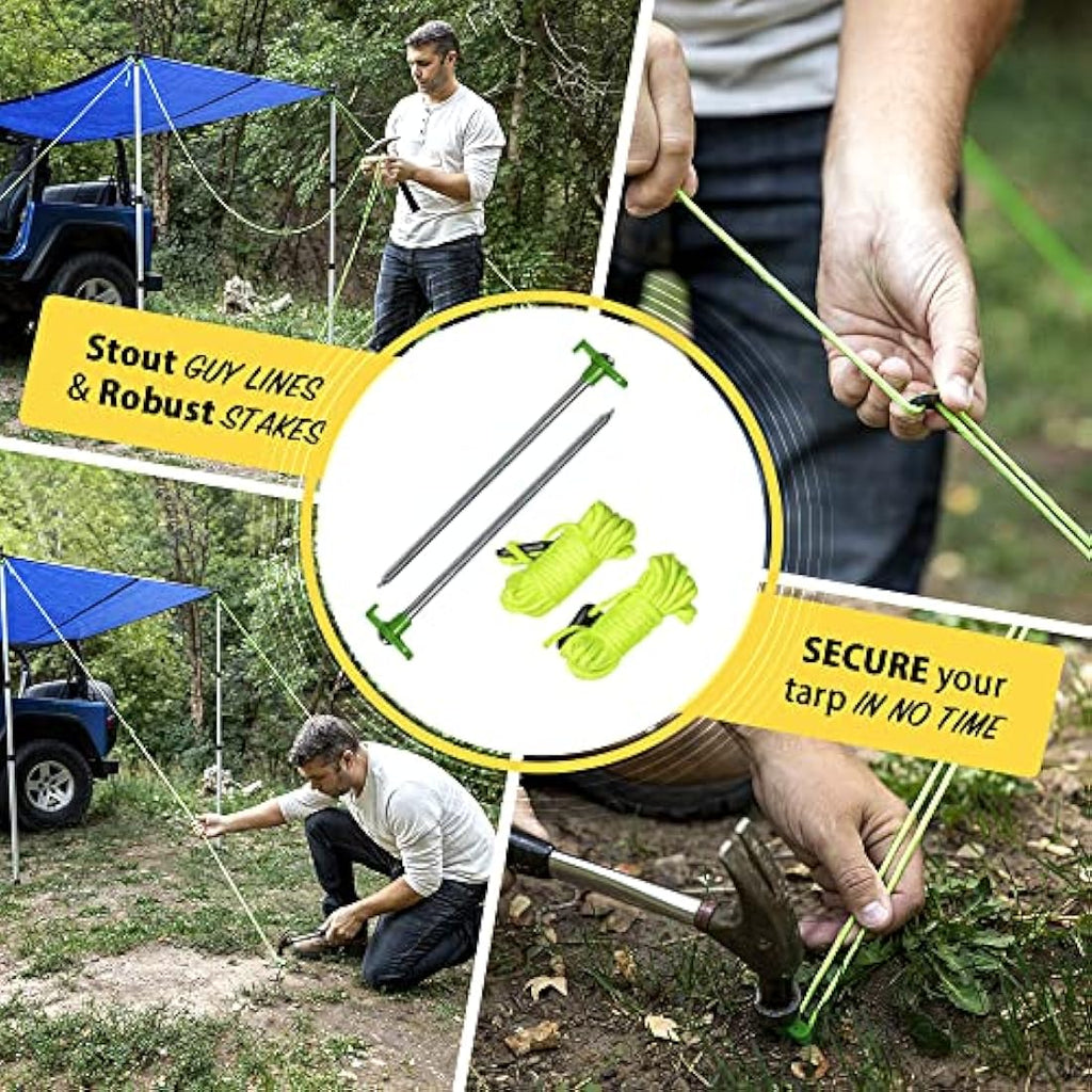 Everbeam Telescopic Tarp Poles | Adjustable 92" Aluminum Rods | 2 Pack